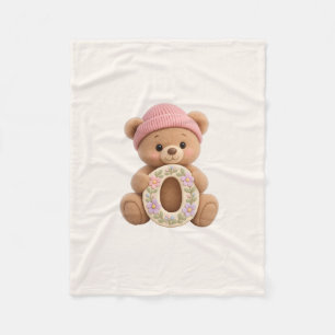 Cute Teddy Bear Initial O Baby Girl Blanket
