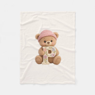 Cute Teddy Bear Initial P Baby Girl Blanket