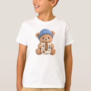 Cute Teddy Bear Initial U Sailor Boys T-Shirt