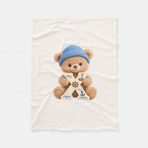 Cute Teddy Bear Initial X Sailor Baby Boy Blanket