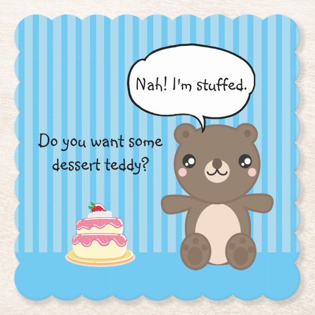 Cute Teddy Bear Kids Funny Joke  Paper Coaster (Front)
