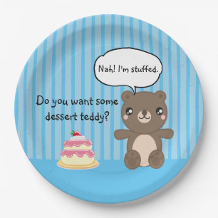 Cute Teddy Bear Kids Funny Joke  Paper Plate