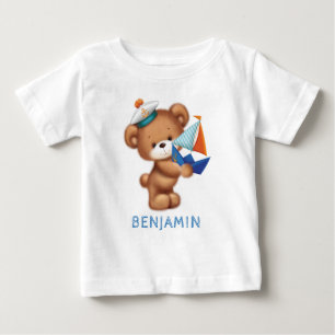 Cute Teddy Bear Littlle Sailor Personalized  Baby T-Shirt