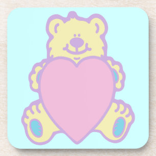 Cute Teddy Bear Love Heart Coaster