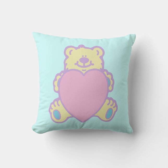 Cute Teddy Bear Love Heart Cushion (Front)