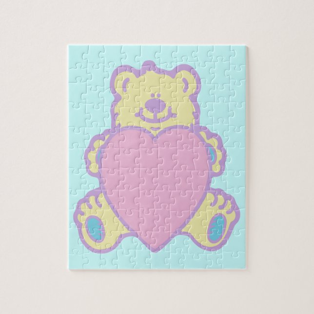 Cute Teddy Bear Love Heart Jigsaw Puzzle (Vertical)