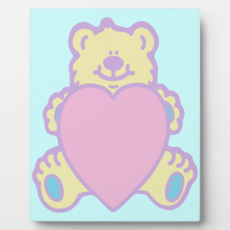 Cute Teddy Bear Love Heart Plaque