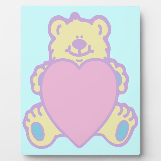 Cute Teddy Bear Love Heart Plaque (Front)