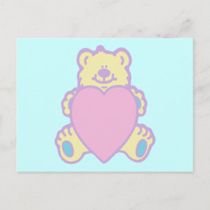 Cute Teddy Bear Love Heart Postcard