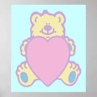 Cute Teddy Bear Love Heart Poster