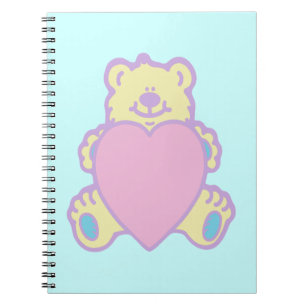Cute Teddy Bear Love Heart Spiral Notebook