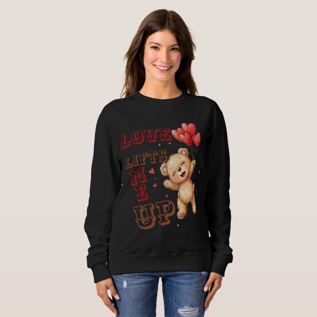 Cute Teddy Bear Love Hearts Sweatshirt (Front Full)