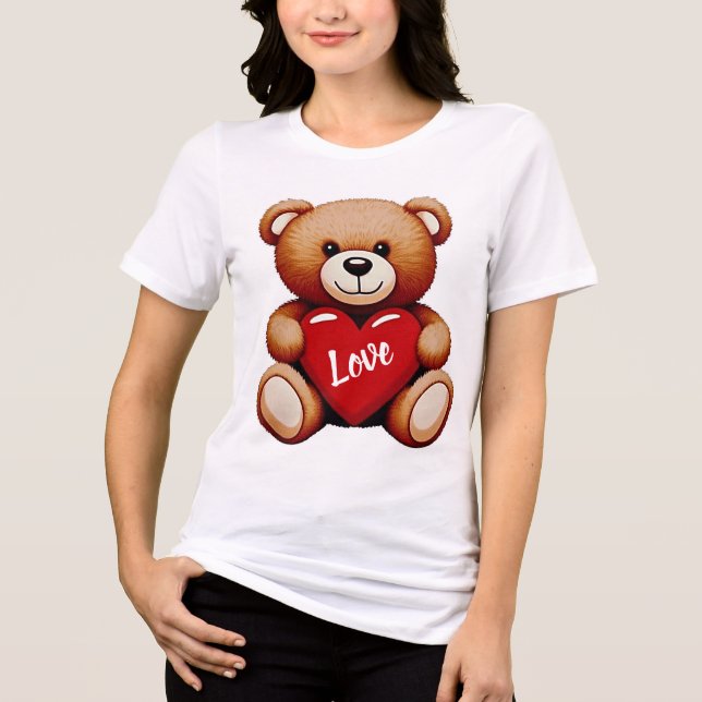 Cute Teddy Bear "Love" Tri-Blend Tee (Front)