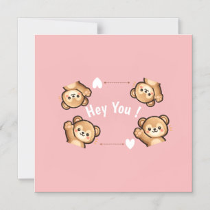 Cute Teddy Bear Magnetic Card – Hey You 