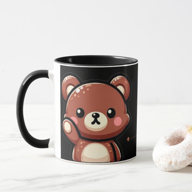 Cute Teddy Bear Mug with Heart | You’re My Favorit (With Donut)