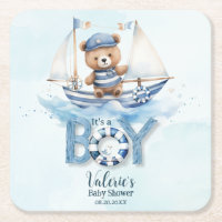 Cute Teddy Bear Nautical Boat Boy Baby Shower