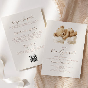 Cute Teddy Bear Neutral All-in-One Baby Shower Invitation