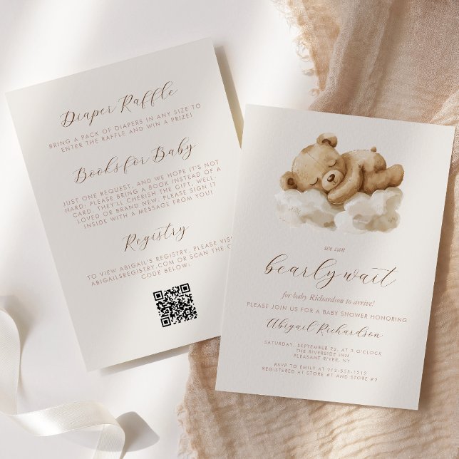 Cute Teddy Bear Neutral All-in-One Baby Shower Invitation (Creator Uploaded)