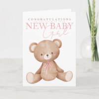 Cute Teddy Bear New Baby Girl Congratulations