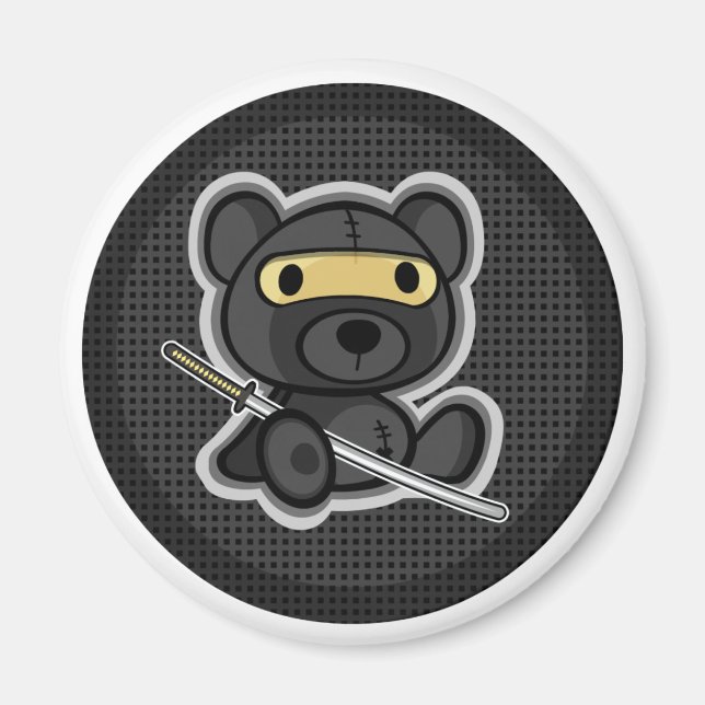 Cute teddy bear ninja samurai warrior magnet (Front)