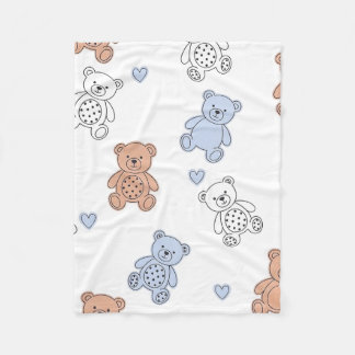 Cute Teddy Bear Nursery Fleece Blanket
