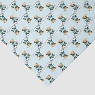 Cute Teddy Bear on a Cloud Blue PJs Tissue Paper