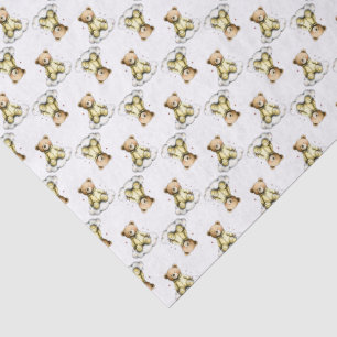 Cute Teddy Bear on a Fluffy Cloud Yellow Bodysuit Tissue Paper