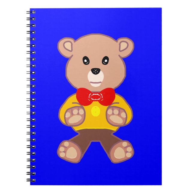 Cute Teddy Bear on Blue Spiral Photo Notebook (Front)