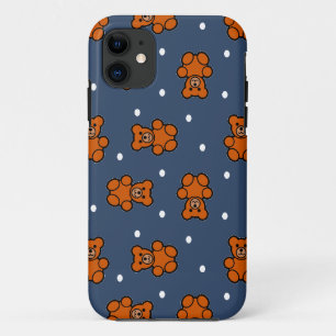 Cute teddy bear on polka dot Case-Mate iPhone case