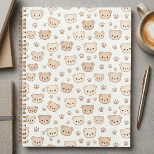 Cute Teddy Bear Pattern Notebook Cover Background Planner