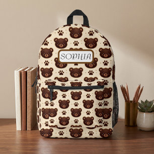 Cute Teddy Bear & Paw Print Pattern Backpack
