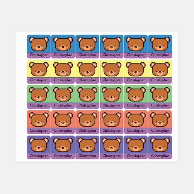 Cute Teddy Bear Personalised (Sheet)