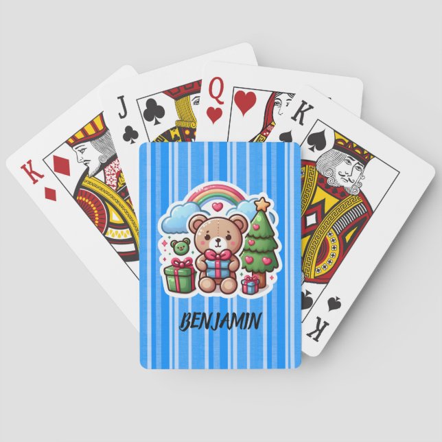 Cute Teddy Bear Personalised Playing Cards (Back)