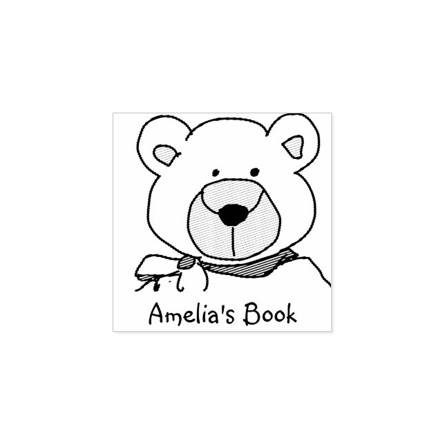 Cute Teddy Bear Personalized Bookplate  Rubber Stamp (Imprint)
