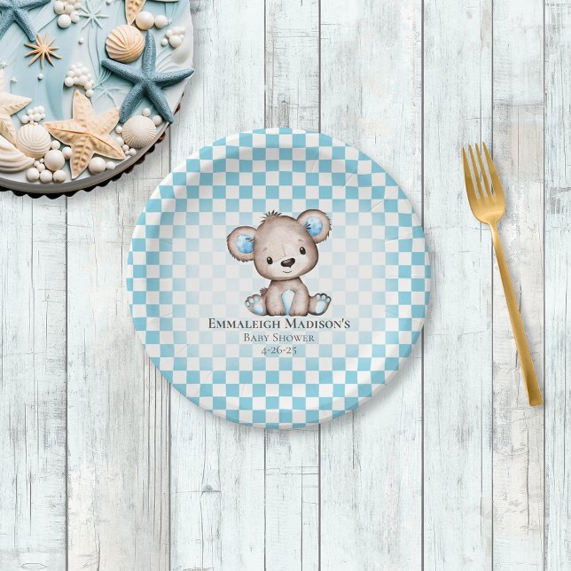 Cute Teddy Bear Picnic Baby Shower Paper Plate (Creator Uploaded)