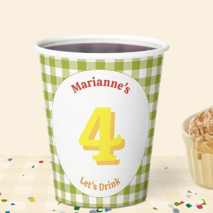 Cute Teddy Bear Picnic Birthday Party Gingham Paper Cups