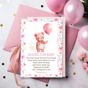  Cute Teddy Bear Pink Balloon Books for Baby Girl  Enclosure Card