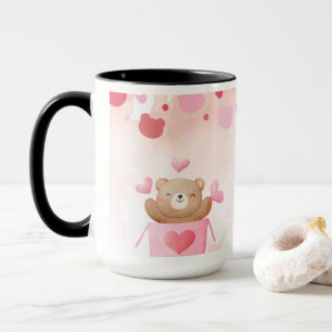 Cute Teddy Bear & Pink Hearts Coffee Mug