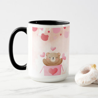 Cute Teddy Bear & Pink Hearts Coffee Mug