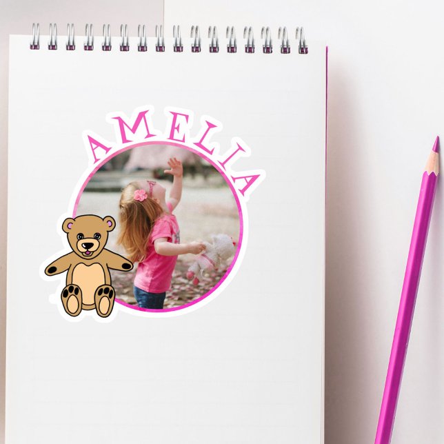 Cute Teddy Bear Pink Name and Photo Girl (Creator Uploaded)