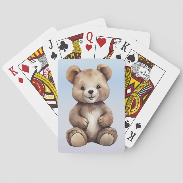 Cute Teddy Bear Playing Cards (Back)