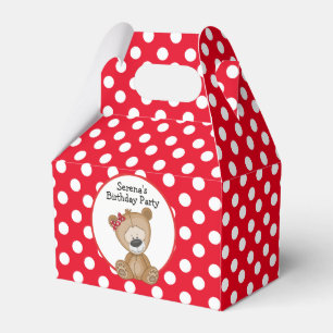 Cute Teddy Bear Polka Dots Birthday Favour Box