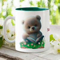 Cute Teddy Bear reading a book Personalised