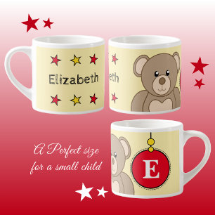 Cute teddy bear red yellow with stars child's espresso cup