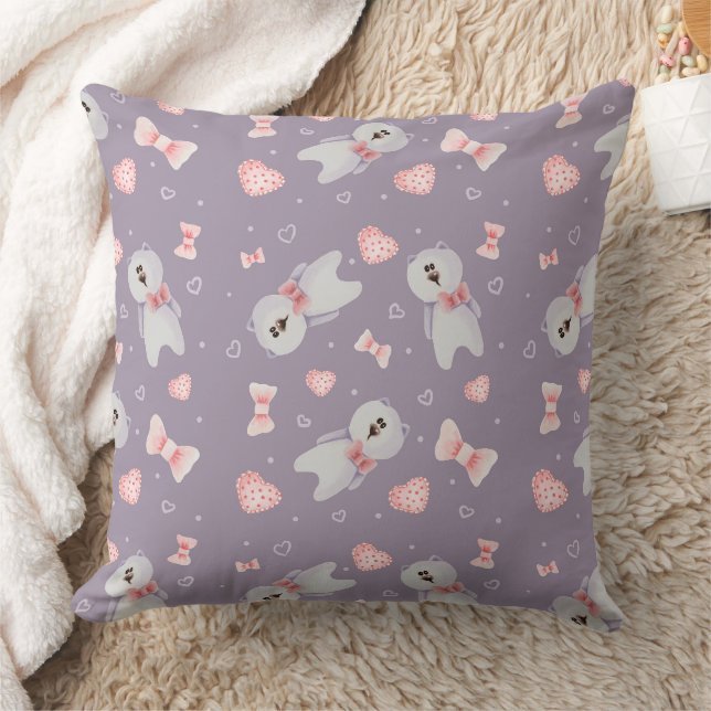 Cute Teddy Bear & Ribbon Pattern Cushion (Blanket)