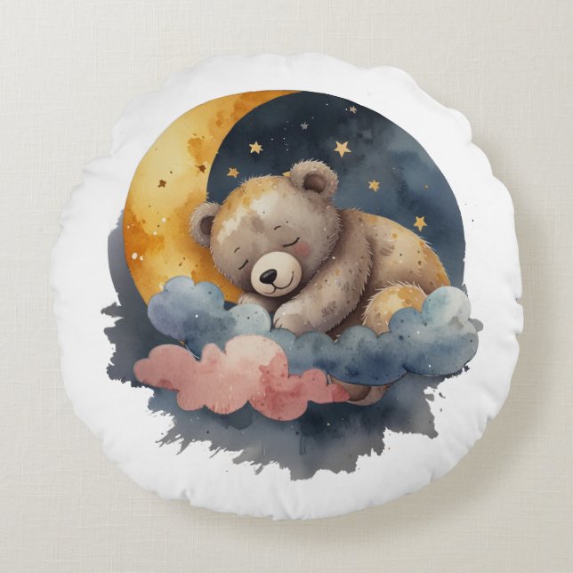 Cute Teddy Bear Round Cushion (Front)