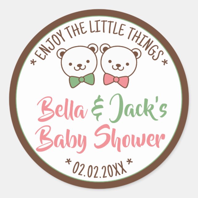 Cute Teddy Bear Rustic Nostalgic Baby Shower Gifts Classic Round Sticker (Front)