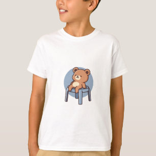Cute Teddy Bear Sitting On Chair Kids T-Shirt