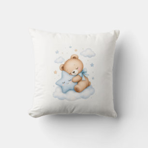 Cute Teddy Bear Sleeping on a Star Pillow Sweet