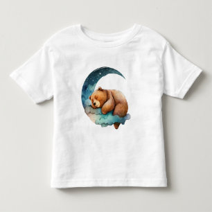 Cute Teddy Bear Sleeping On Crescent Moon Tee